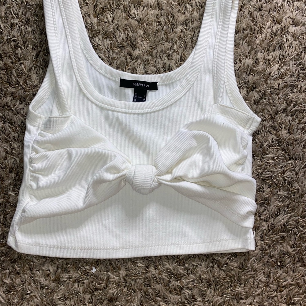 Forever 21 White Bow Detail Tank Top